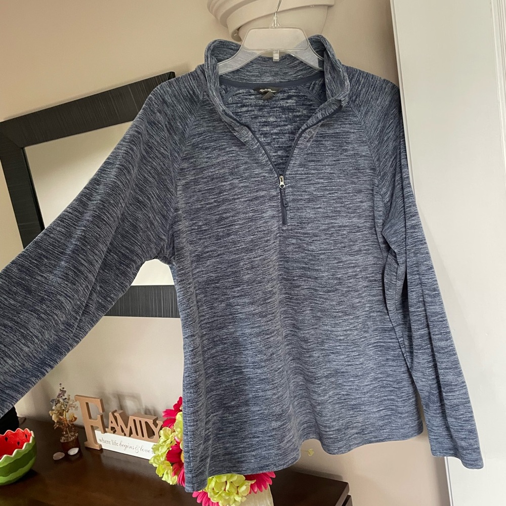 Eddie Bauer Women's Blue Heather Quarter-Zip Sweatshirt